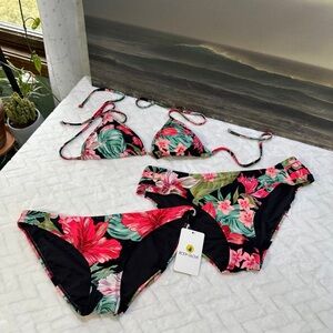 Nwt $135 Body Glove Dita Nuevo Equal Bikini Set Triangle Top String Bottoms L